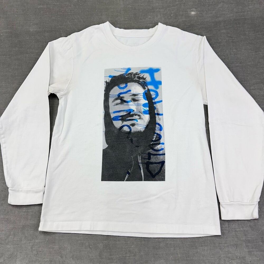Marcus Mumford T-Shirt Mens Medium White Long Sleeve Graphic Heavyweight Tee Art